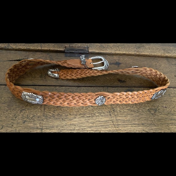Fossil Brown Braided Leather & Silver Belt - Picture 6 of 8